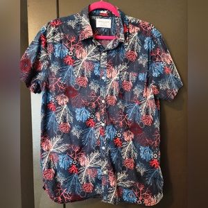 Paper Denim & Cloth / Men's short sleeve button down shirt / Sz Slim L / Coral